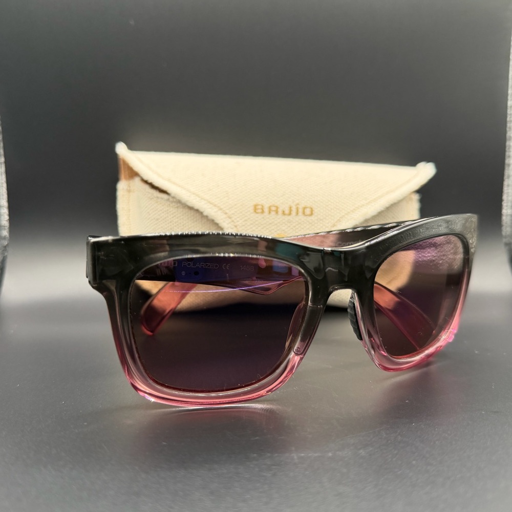 Bajio Cometa COM2HO Polarized Sunglasses Black Pink Sky Gloss w/ Case